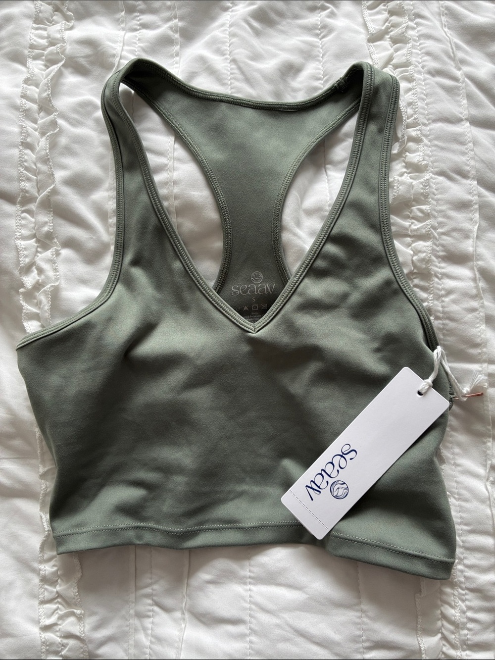 NWT Seaav olive green tank top size Small